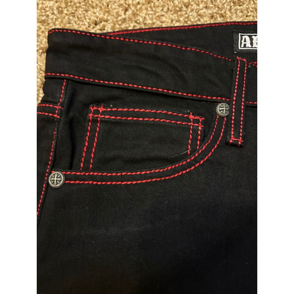 NWT Y2K Affliction Wide Leg Wings Black Red Baggy Jeans Mens Size 31 MSRP $128 - Picture 7 of 15
